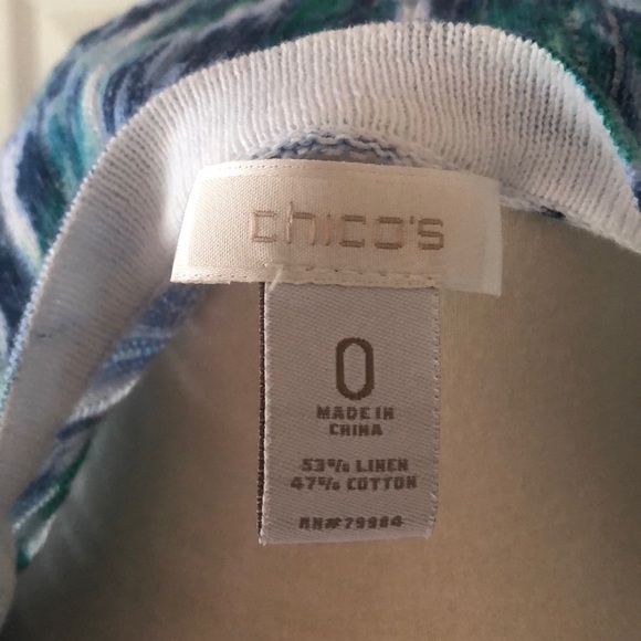 Chico’s Blue Green Watercolor Open-Front Cardigan Lightweight Sweater sz S - Picture 5 of 5